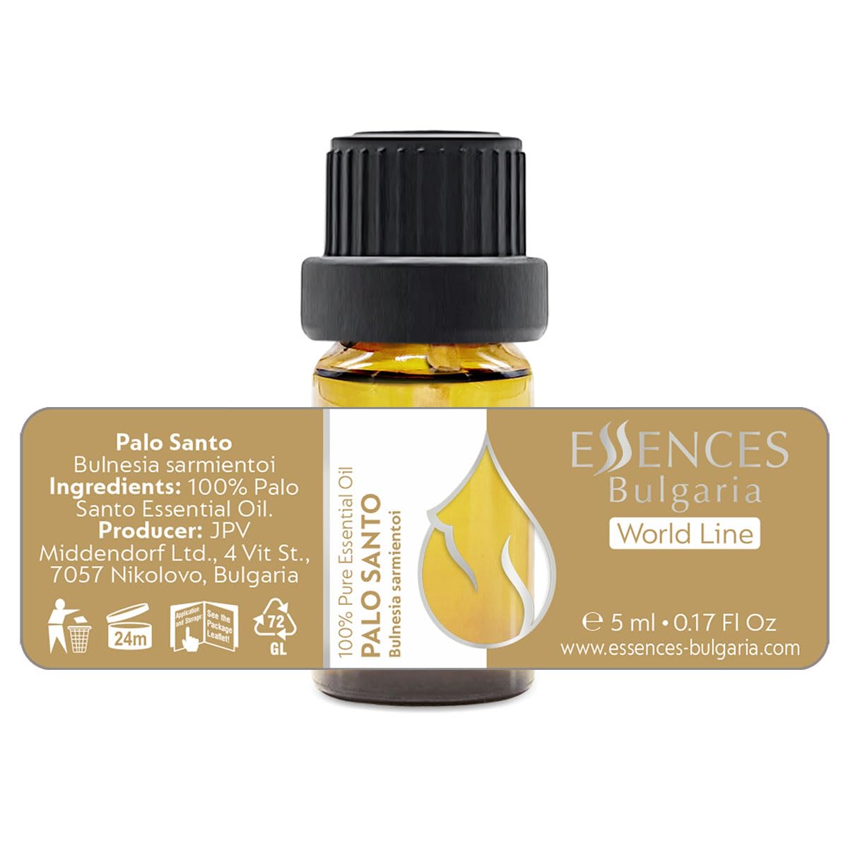 Essences Bulgaria Palo Santo Essential Oil 0.17 Fl Oz 5ml Bulnesia Sarmientoi - 100% Pure Natural Essences Bulgaria