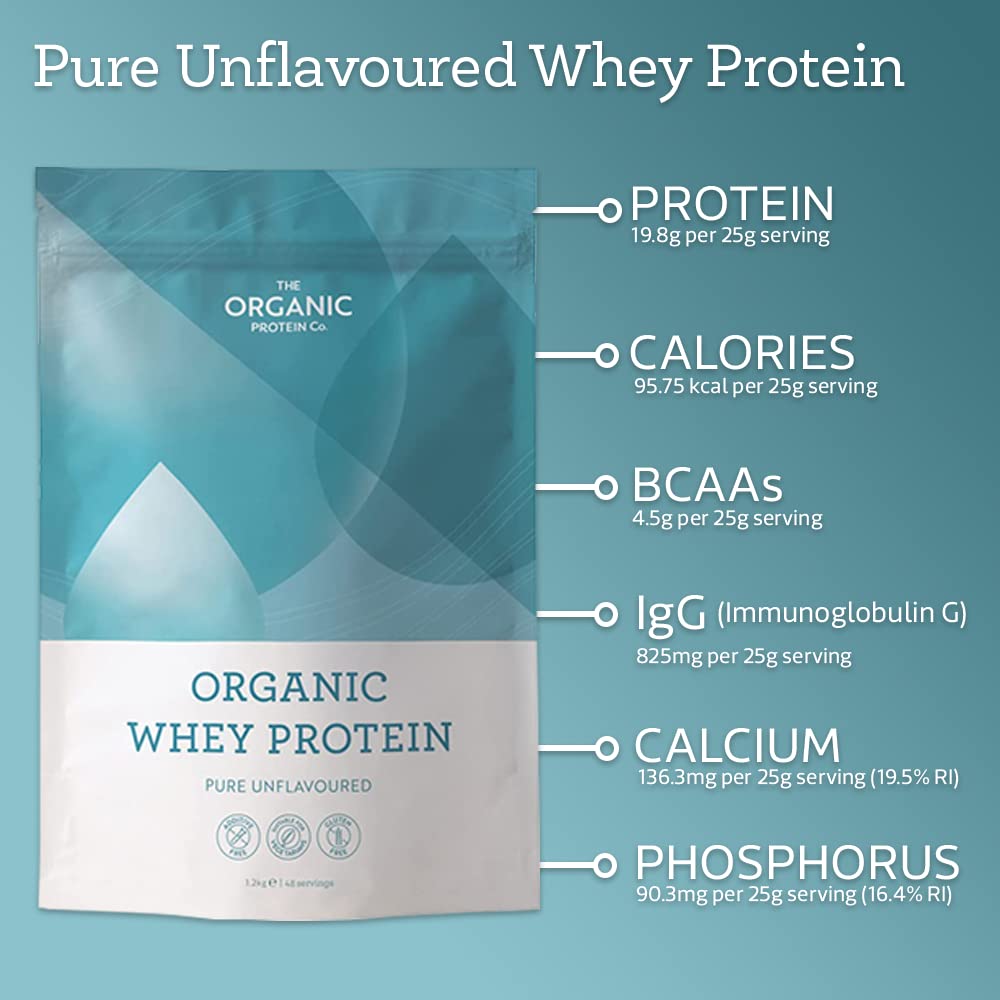 The Organic Protein Co. - Pure Unflavoured Organic Whey Protein Powder | SOYA & Gluten Free w