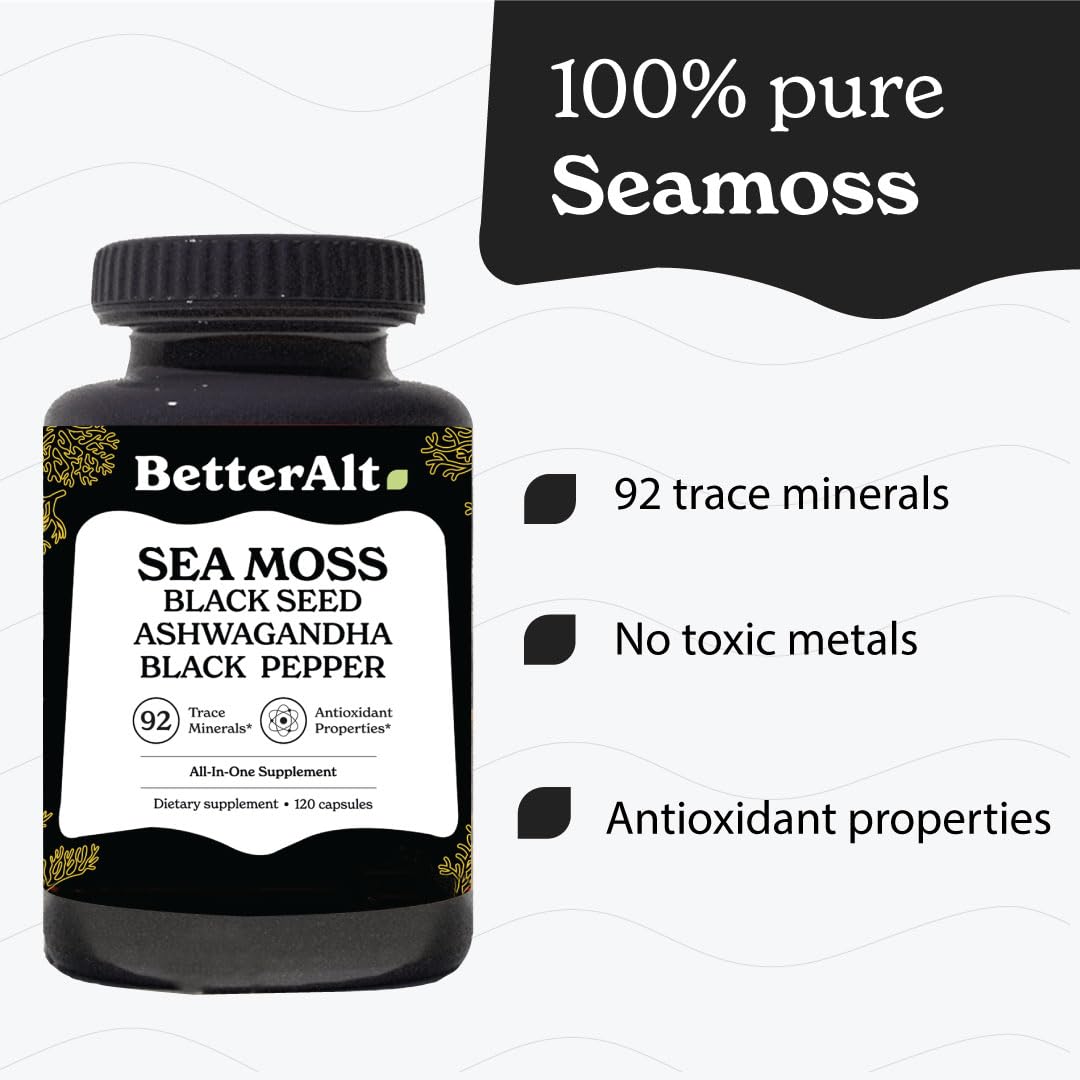 Better Alt Sea Moss Capsules- Irish Sea Moss with Black Seed Oil, Ashwagandha & Black Better Alt