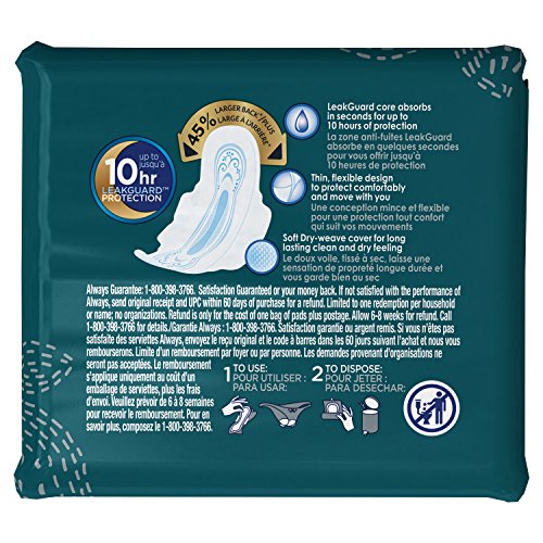Always Ultra Thin Size 4 Overnight Pads With Wings Unscented, 14 Count (3700030165) Always