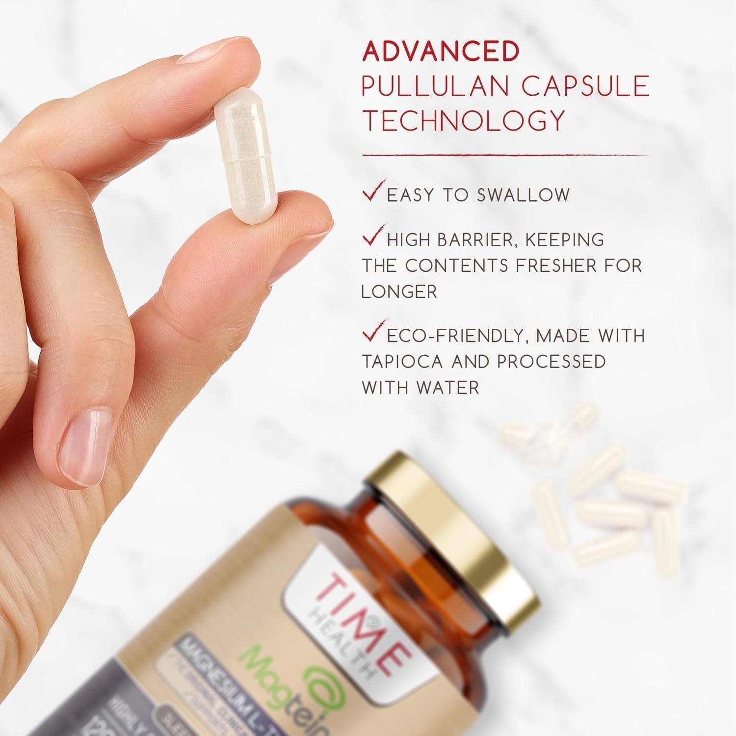 Magtein® Magnesium – 120 Capsules – High Strength 2100mg – Highly Bioavailable Time Health