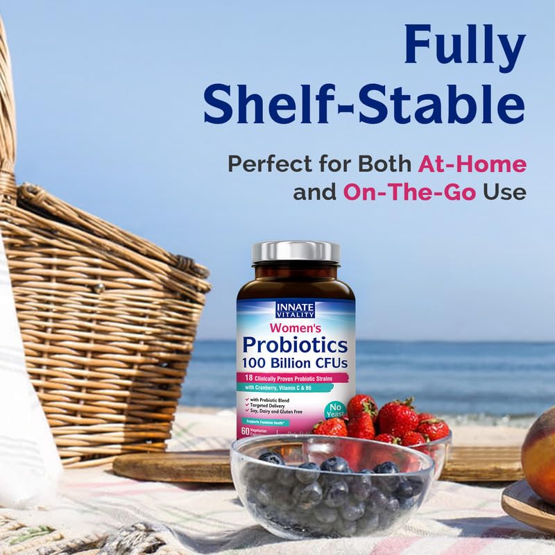 Innate Vitality Women’s Probiotics, 100 Billion CFUs 18 Strains, with Cranberry, Vitamin C Innate Vitality
