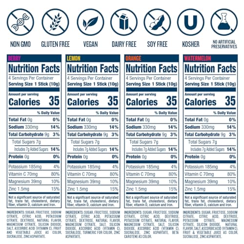 DripDrop Hydration - Electrolyte Powder Packets - Watermelon, Berry, Orange, Lemon DripDrop