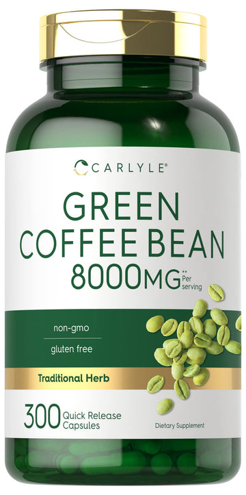 Carlyle Green Coffee Bean Extract | 8000 mg | 300 Capsules | Non-GMO and Gluten Free