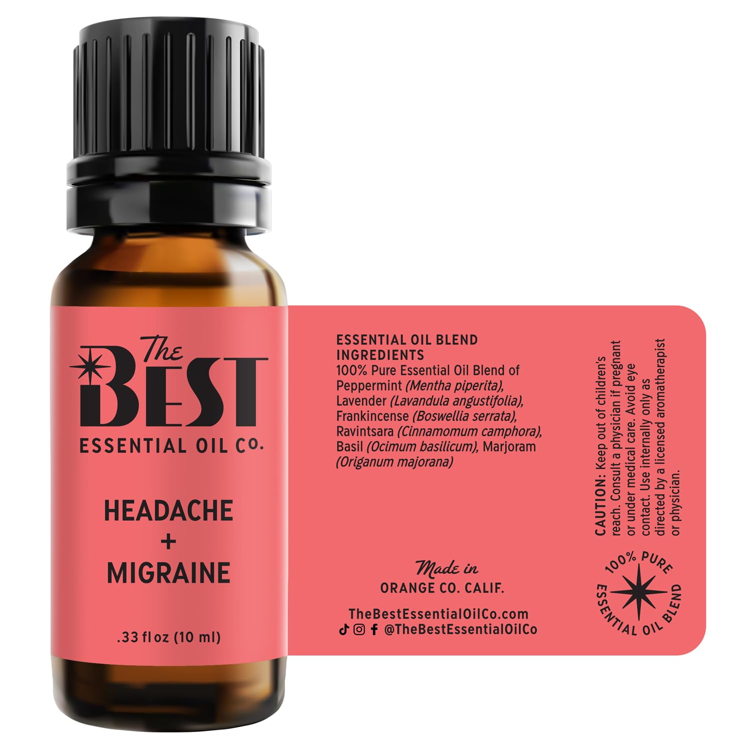 The Best Headache + Migraine Essential Oil Blend- Premium Grade- 100% Pure & Natural for Aromatherapy The Best Essential Oil Co