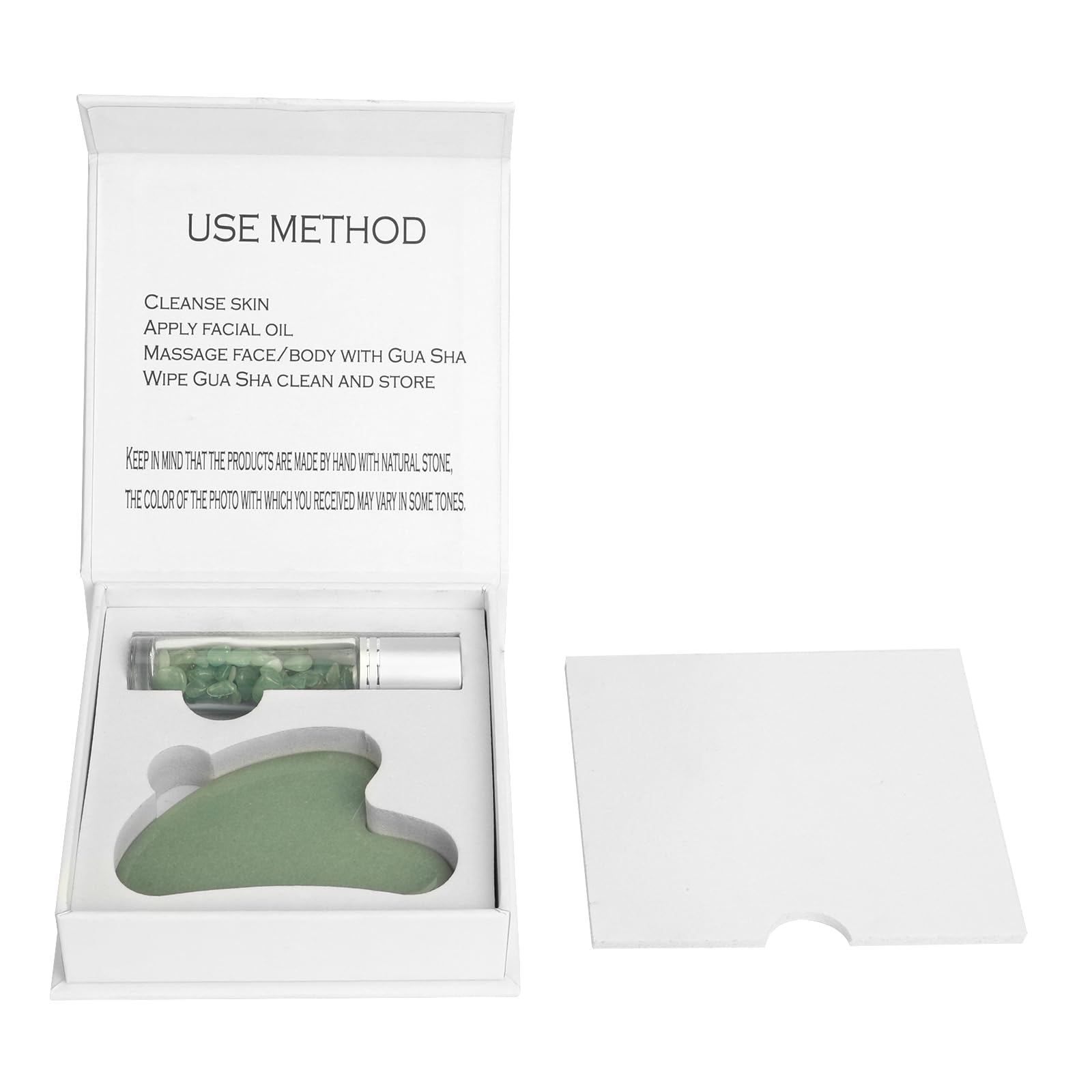 Padime 2 pcs | Premium Set | Real Jade Gua Sha Tool for Facial Skin Care + Glass Bottle for Your Oil Padimë