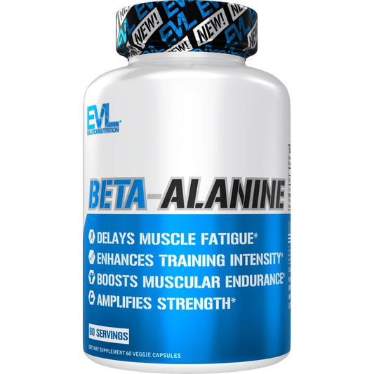 Evlution Nutrition Beta-Alanine Capsules - Enhance Training Intensity - 60 Count Beta