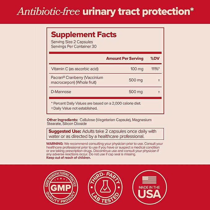 URO Urinary Tract Health Supplement for Women, 60 Count (Pack of 1) - Urinary Support O Positiv