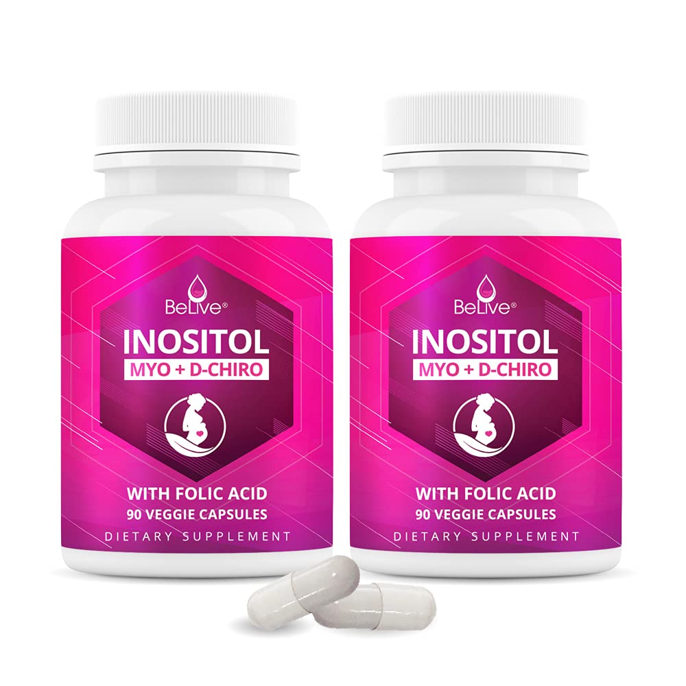 Myo-Inositol & D-Chiro Inositol Capsules with Folic Acid for PCOS | Prenatal Fertility 