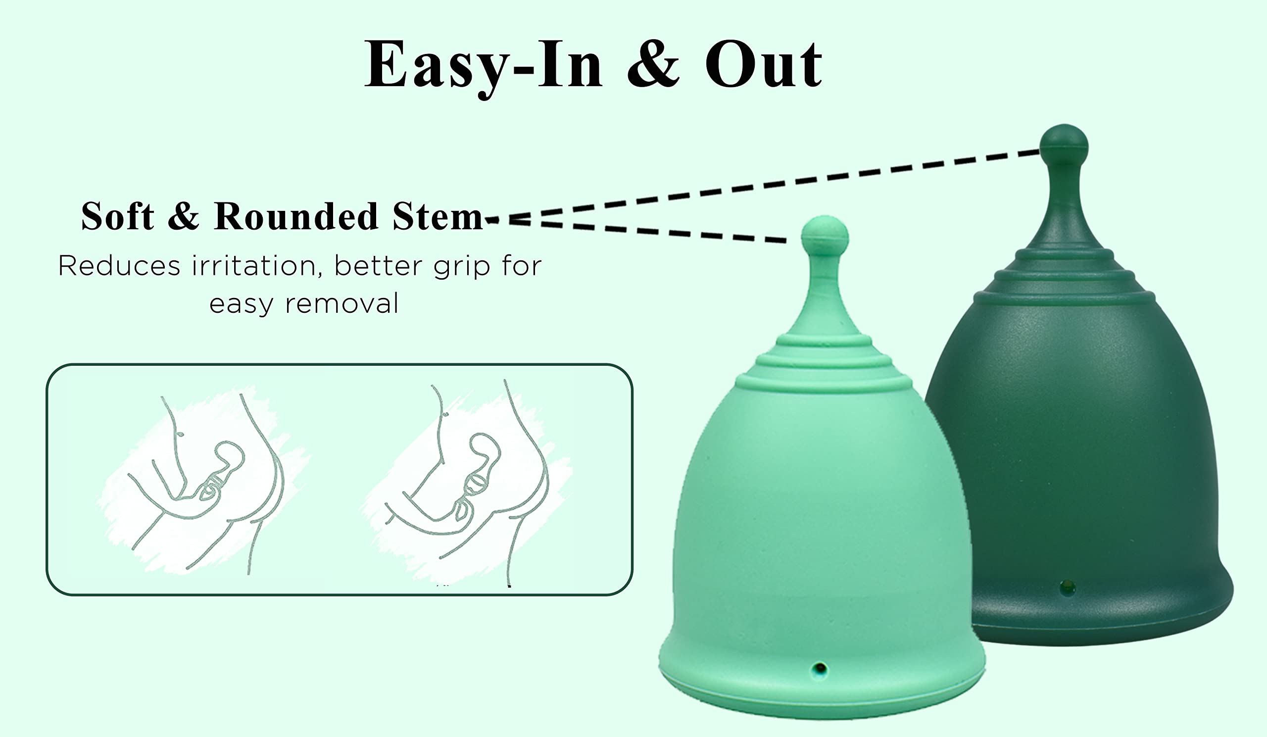 SHORDY Reusable Menstrual Cup (Small & Large) Set of 2 with Box, 100% Soft Silicone, Copa Menstruelle SHORDY