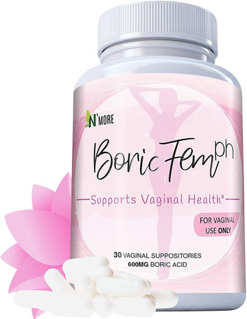 N'More Boric Acid Vaginal Suppositories- 100% Pure - Made in USA- Boricfem Vaginal Health Supplement