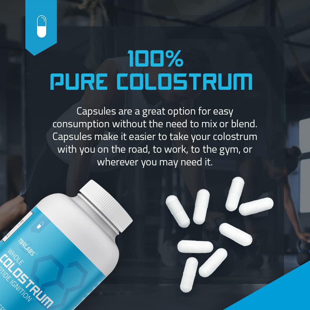 TBR Labs Pure Bovine Colostrum 180 Capsules - Antibiotic and Hormone Free - USA Source TBR Labs