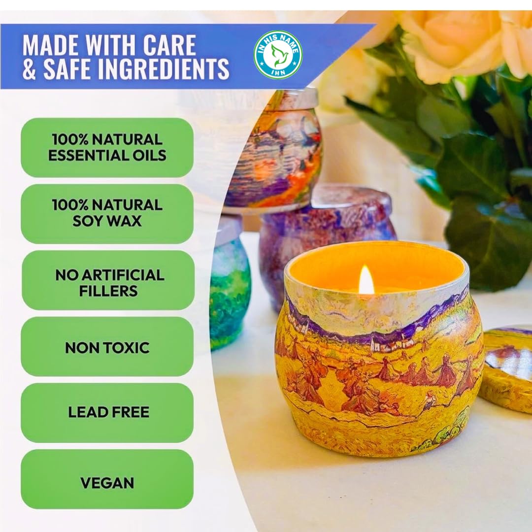 Scented Candles Gift for Women, 4 Pack, Reusable Tin Box, Luxury Candles for Home In His Name