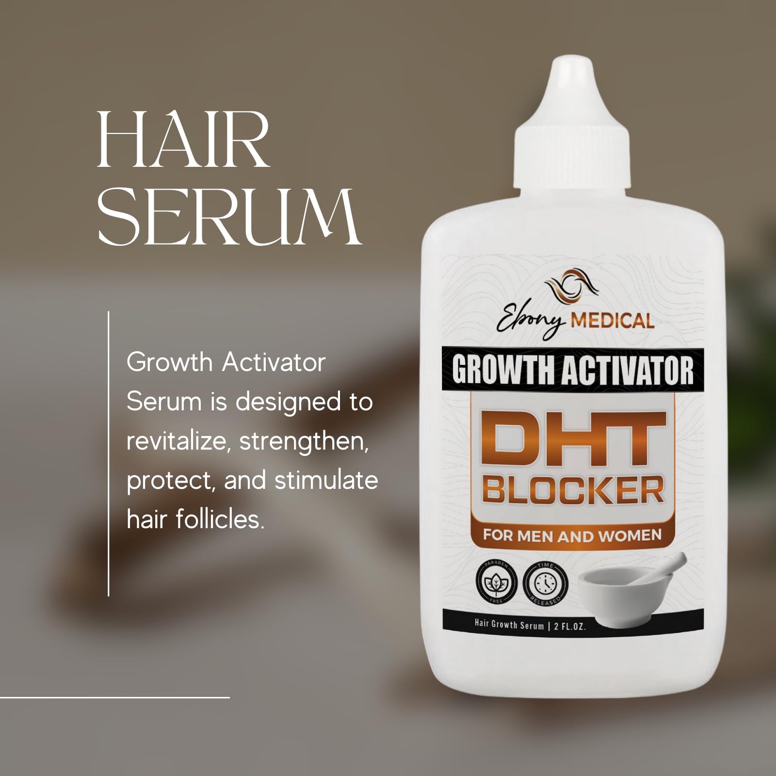 Ebony Medicals DHT Blocker Hair Growth Serum - Hair Loss Supplement, Supports Natural Regrowth Natural Curves