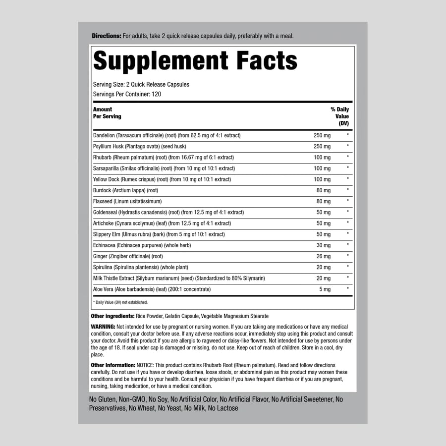 Piping Rock Detox Cleanse Capsules | 240 Pills | Herbal Complex | Lean Formula Piping Rock