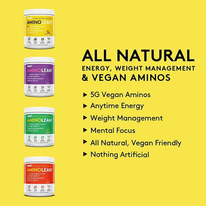 RSP NUTRITION Vegan AminoLean Pre Workout Energy (Pineapple Coconut 25 Servings) with AminoLean Recovery Post Workout Boost (Blood Orange 30 Servings)