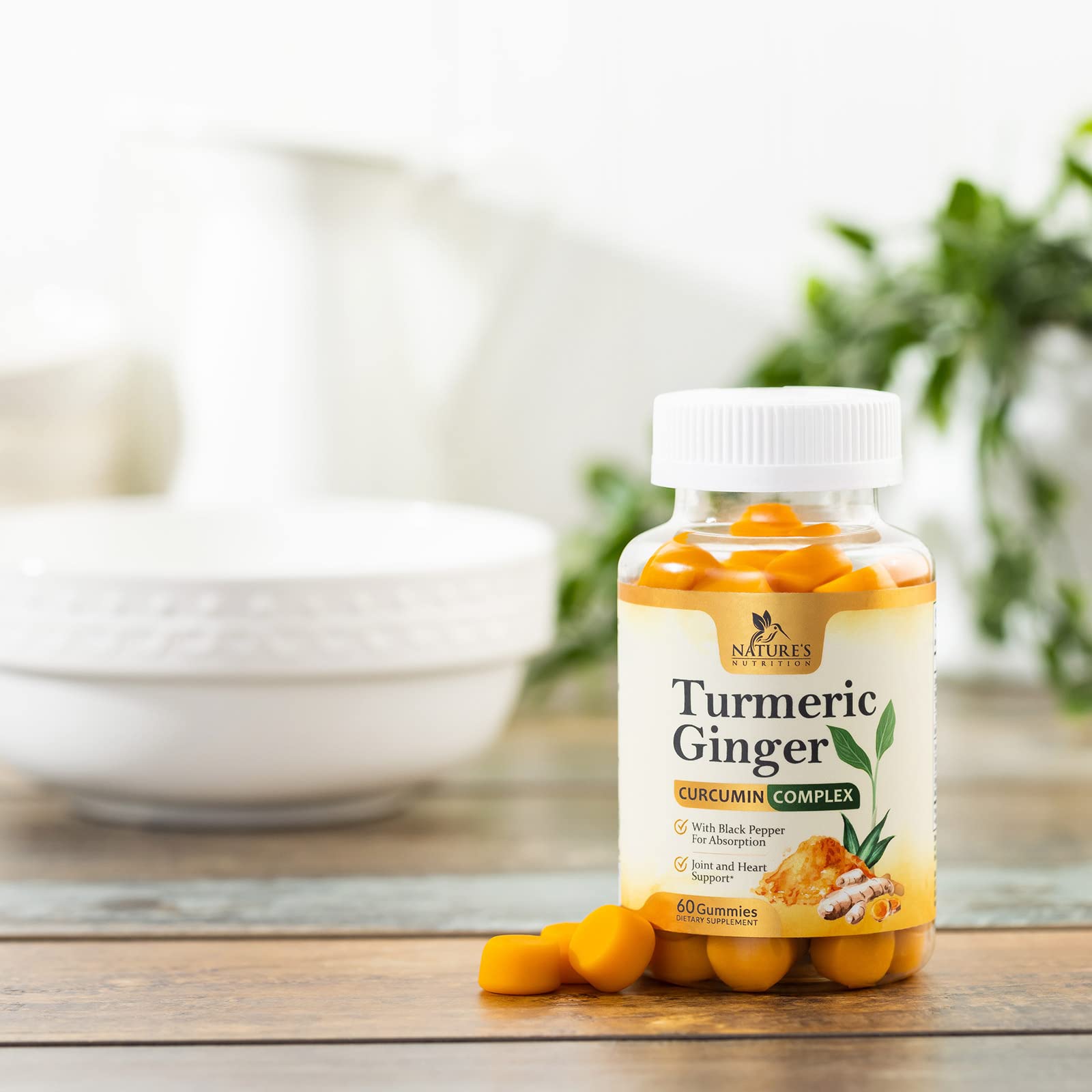 Turmeric Ginger Gummies - Vegan Turmeric Curcumin Gummy with 95% Curcuminoids Nature's Nutrition