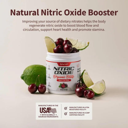 Snap Supplements USDA Organic Beet Root Powder, 3-in-1 Nitric Oxide Supplement, Support Healthy Blood Circulation, 250g (30 Servings, Cherry Lime)