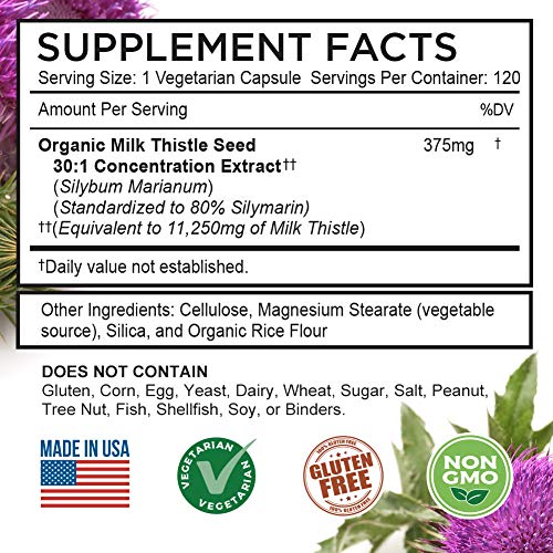 FarmHaven USDA Organic Milk Thistle Capsules | 11250mg Strength | 30X Concentrated FarmHaven