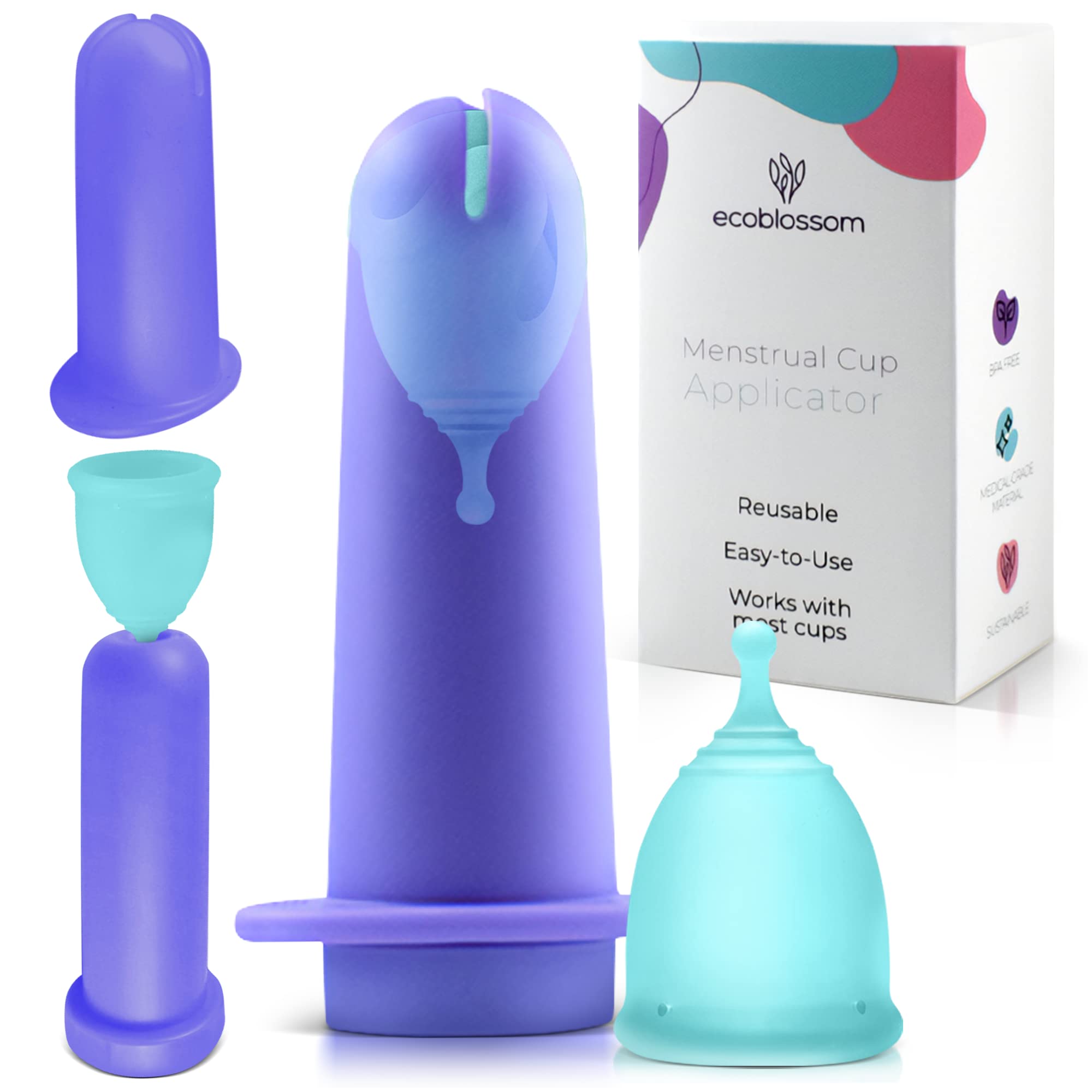 Ecoblossom Menstrual Cup Applicator Tool - Comfortable & Easy Insertion - Compatible