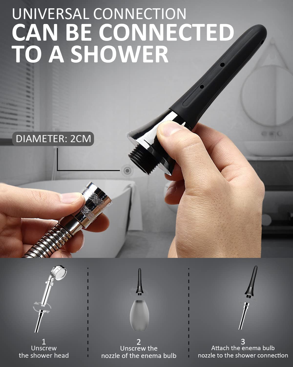 Enema Douche Anti Back-Flow, Amal Douche Connected to Shower Hole,Enema Bulb with 7 Spouts PropoDusche