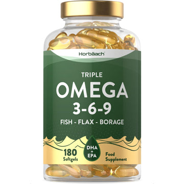 Triple Omega 3 6 9 Capsules | 180 Count | High Strength Supplement with DHA
