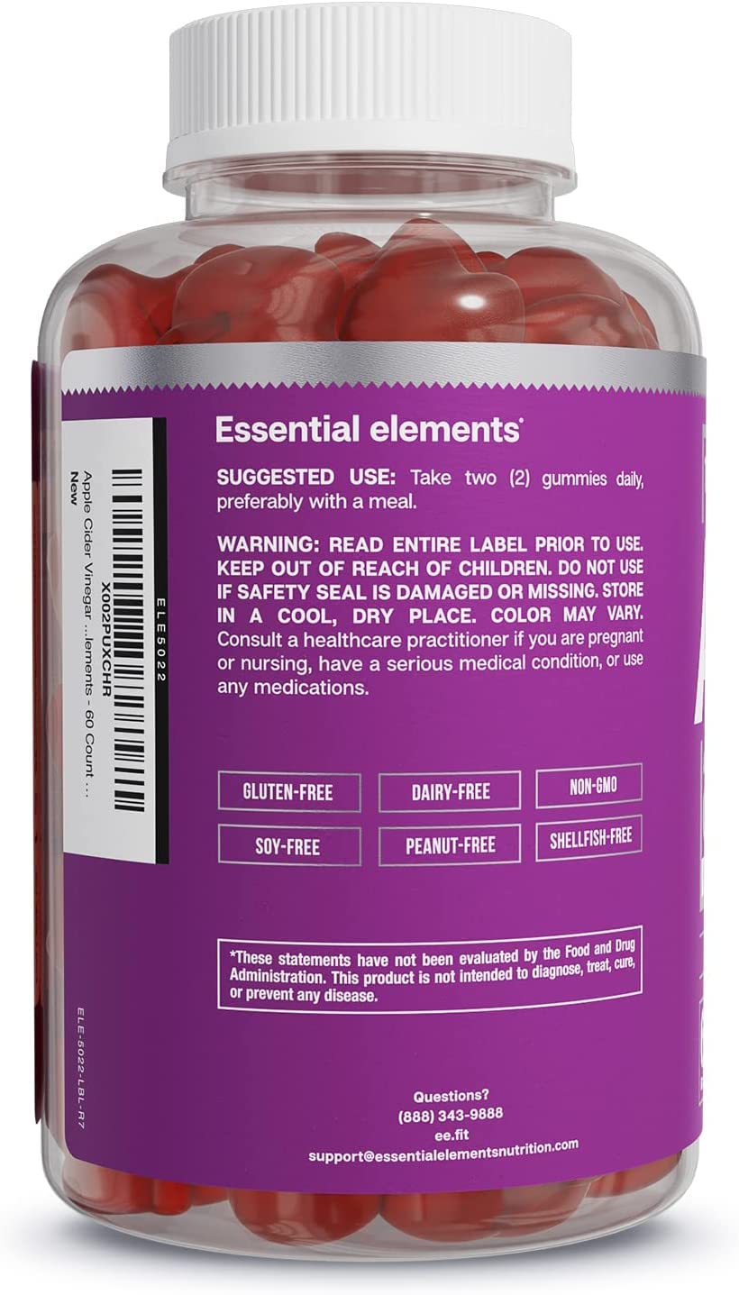 Essential Elements Apple Cider Vinegar Gummies from The Mother - Naturally-Sourced Essential Elements