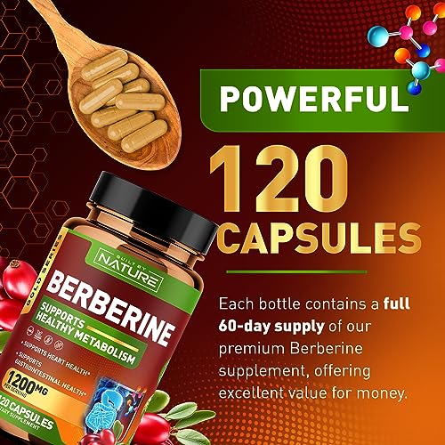 Berberine 1200mg - 100% Pure Berberine HCl Supplement, High Strength Berberine Built by Nature