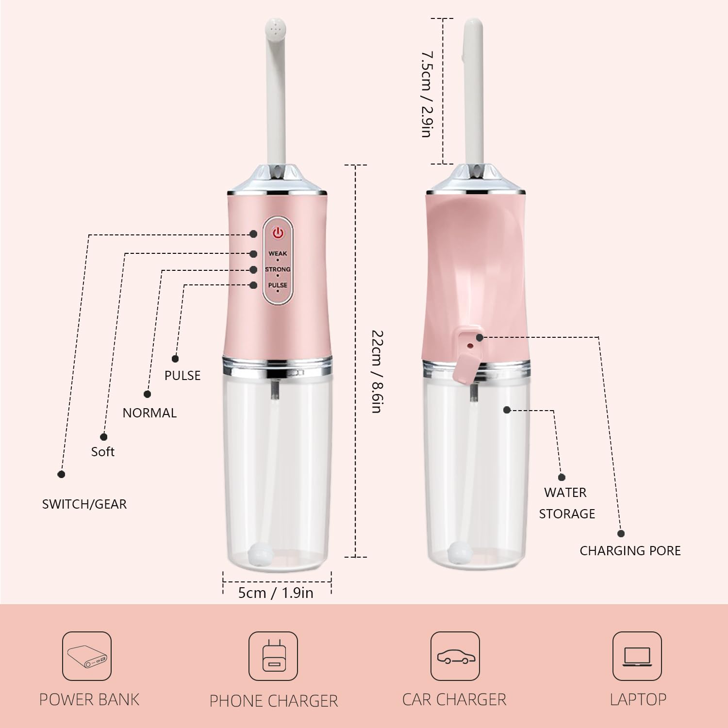 Electric Portable Bidet -Mobile Toilet Shower-Butt Shower Replacing Wet Wipes - for Travel GOMETRS