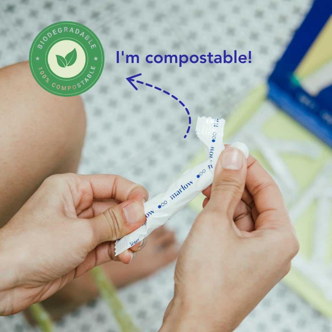 Award Winning 100% Organic Cotton Easy Glide Tampons with Compact Plant Based Applicator MARLOW