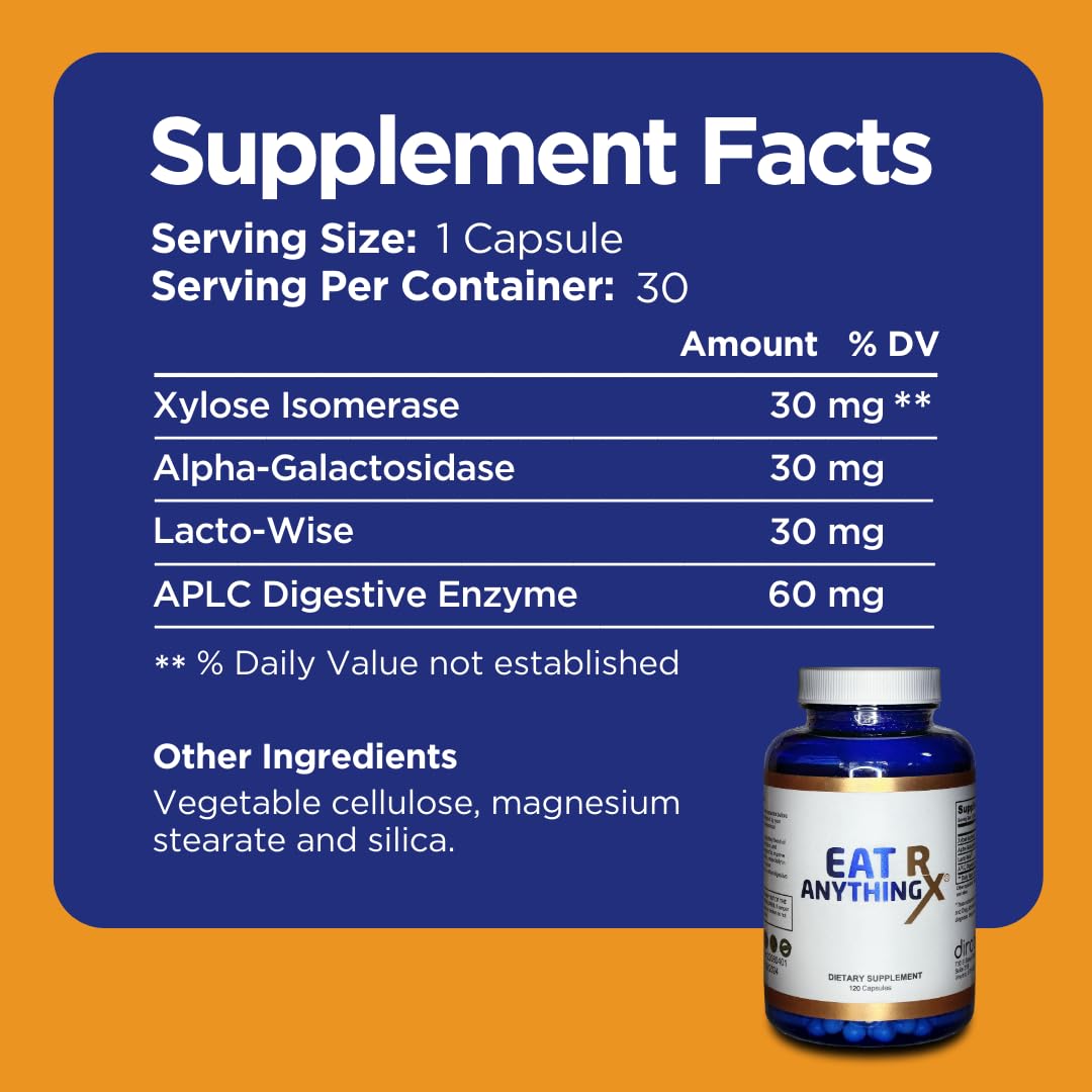Dirobi Eat Anything Rx Xylose Isomerase Supplement, Digestive Enzymes for Fructose Dirobi