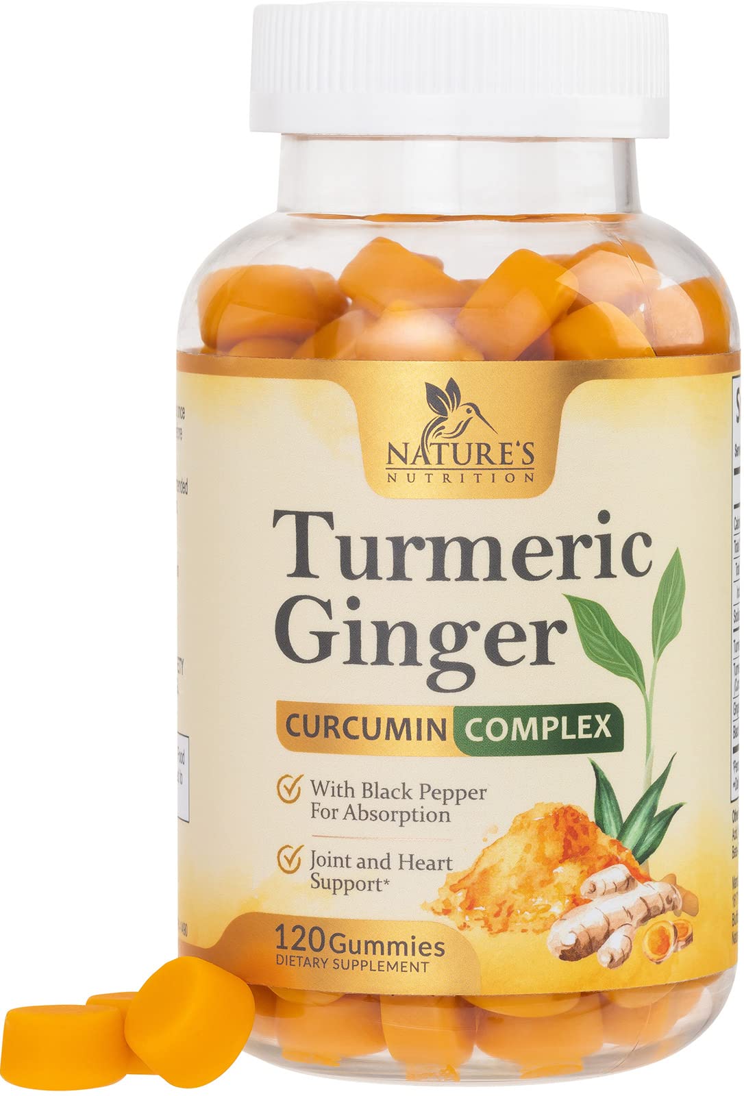 Turmeric Ginger Gummies - Vegan Turmeric Curcumin Gummy with 95% Curcuminoids 