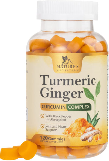 Turmeric Ginger Gummies - Vegan Turmeric Curcumin Gummy with 95% Curcuminoids 
