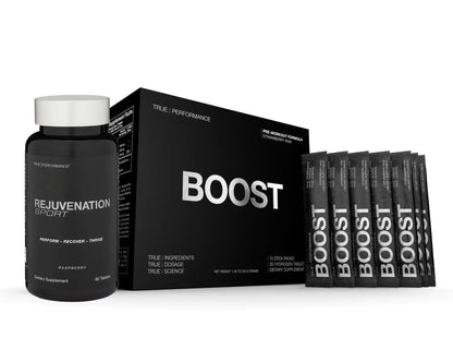 Pre Workout Mix & Nitric Oxide Booster, BOOST - Intense Performance, Energy, Endurance - Pre Workout Supplement with Caffeine, Hydrogen Tablets, Nitrosigine - 15 Servings