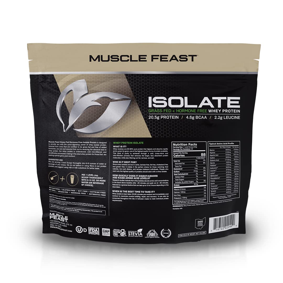 Muscle Feast Grass-Fed Whey Protein Isolate, All Natural Hormone Free Pasture Raised Muscle Feast