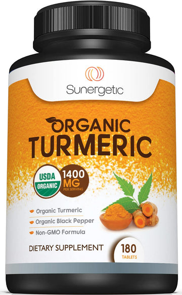 Sunergetic USDA Certified Organic Turmeric Supplement – Includes Organic Turmeric 