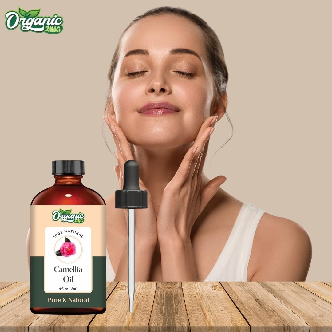Organic Zing Camellia (Camellia Japonica) Oil | Pure & Natural Carrier Oil for Skincare, Hair Care & Massage ORGANIC ZING