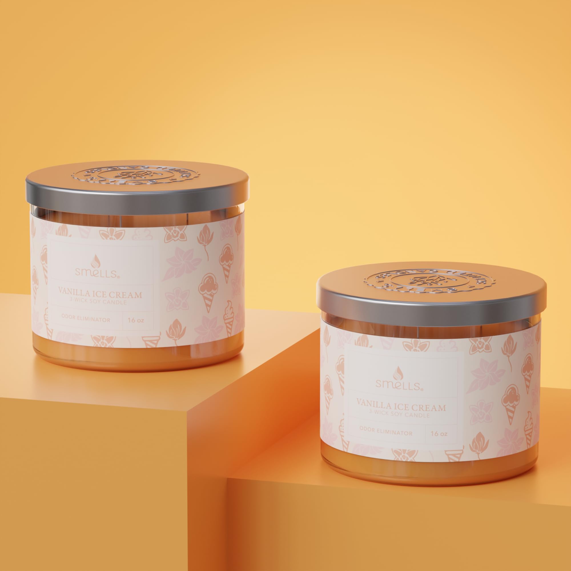 Smells - Odor Eliminator - Premium Soy Wax Jar Scented Candle 12oz. and 16oz. - 100% Cotton Single Wick SmellS