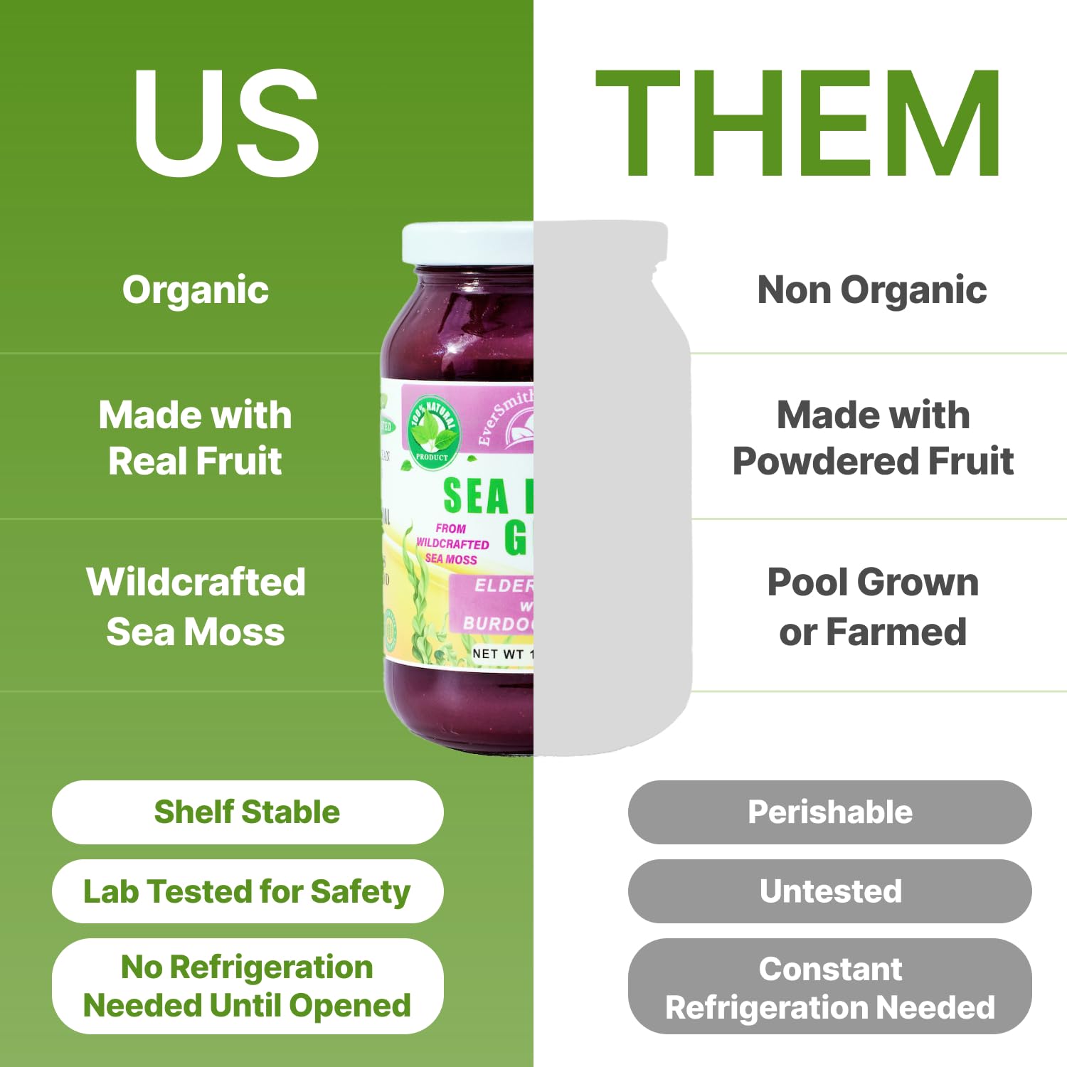 EverSmith Organics - Wildcrafted Irish Sea Moss Gel | Made in USA | Rich in Vitamins EverSmith Organics