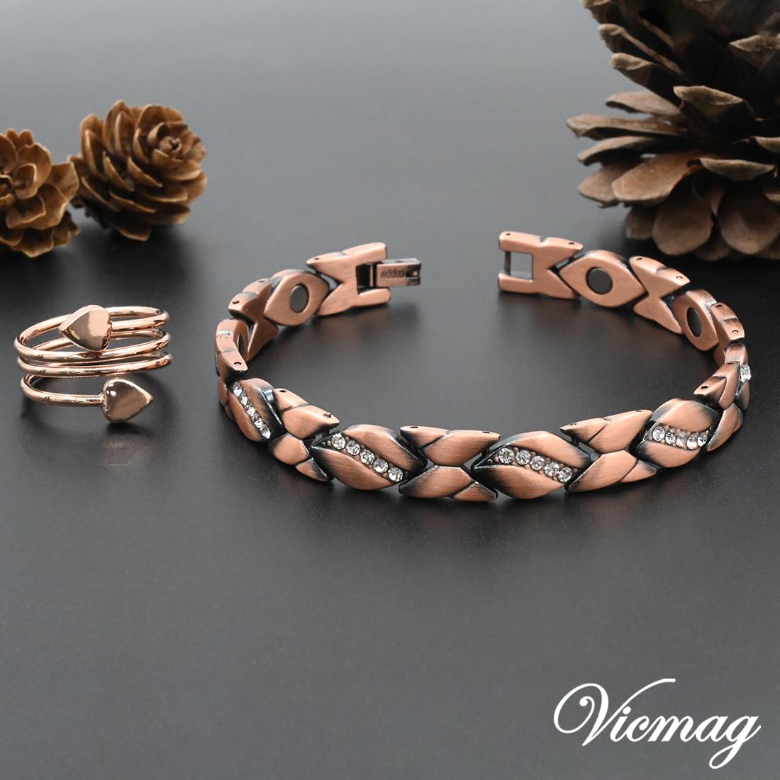 Vicmag Copper Bracelet for Women 99.9% Solid Pure Copper Valentine's Day Gift for Her with Adjustment Tool Vicmag