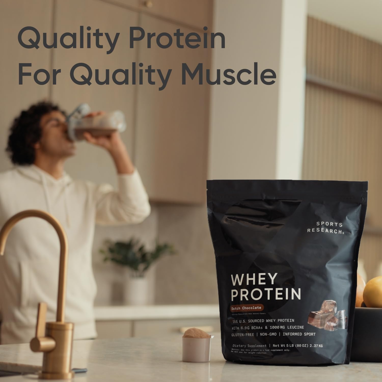 Sports Research Whey Protein Isolate - Sports Nutrition Protein Powder 25g per Serving Sports Research