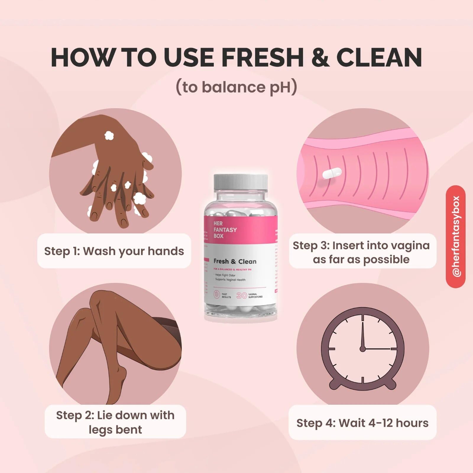 Her Fantasy Box | Fresh & Clean pH Restore Vaginal Suppositories - Natural Vaginal Health Support Her Fantasy Box