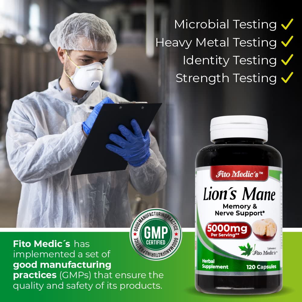 Lab | Lions Mane | 5000 mg per Serving | 120 Capsules | lions mane supplement | lions mane FITO MEDIC'S