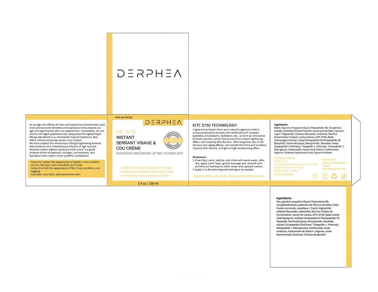 DERPHEA Neck Cream, Face Firming Cream, Face & Neck Cream, Advanced Skin Tightening DERPHEA