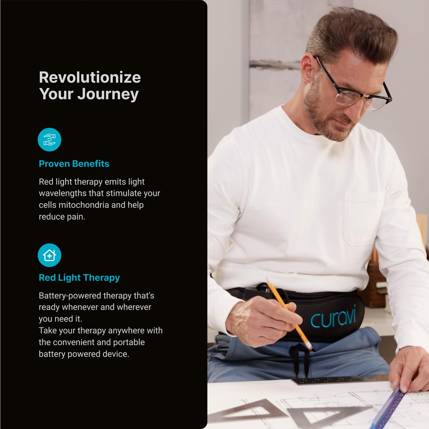 CURAVI Plus™ Wearable Red Light Therapy Belt for Lower Back Pain Relief - 160 Diodes - Safe and Effective CURAVI