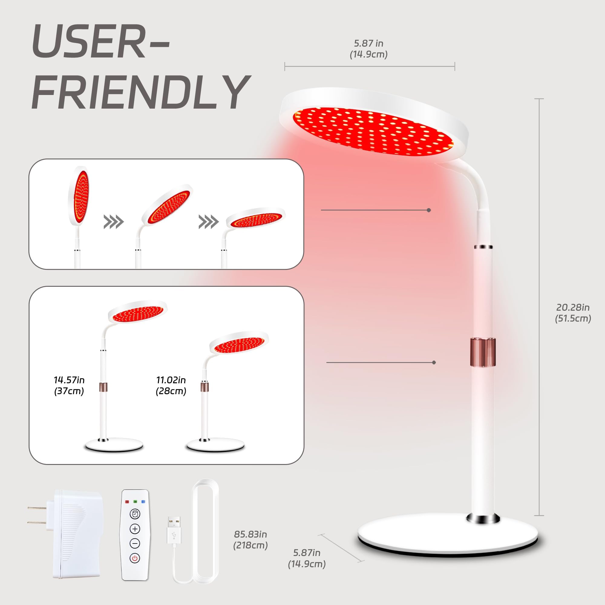 Shomterade Red Light for Face with Base, 100LEDs 3-in-1 Chips Infrared Light Lamp, 660nm ＆850nm Shomterade