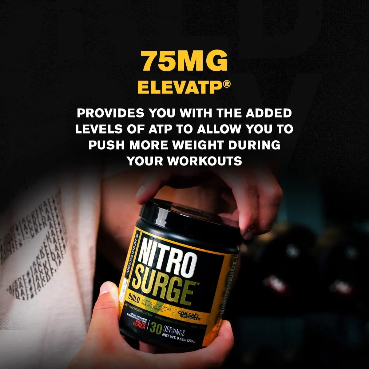 Jacked Factory Nitrosurge Build Pre Workout with Creatine for Muscle Building - Con Cret Jacked Factory