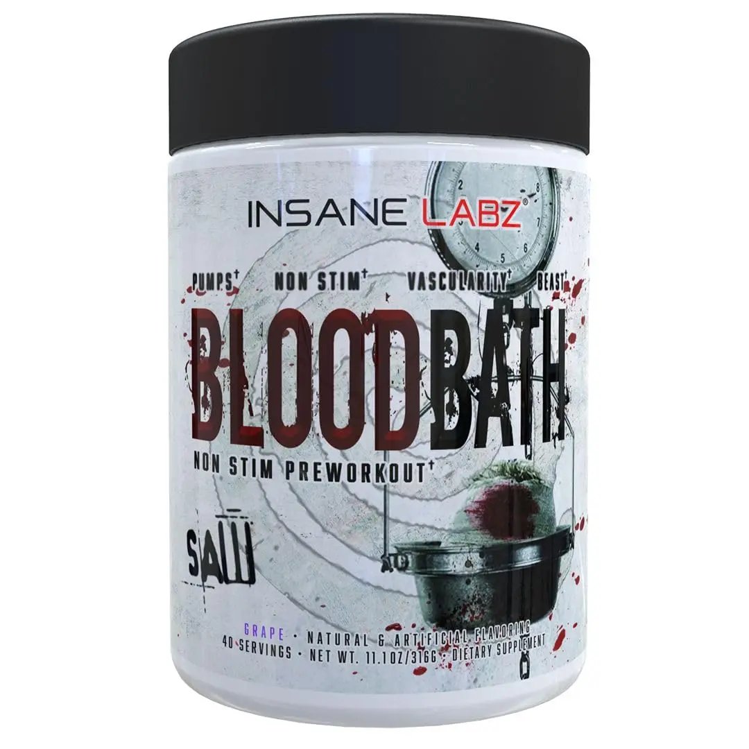 Insane Labz Saw Bloodbath, Non-Stim Pump Pre Workout Powder with Nitrosigine­, OxyGold