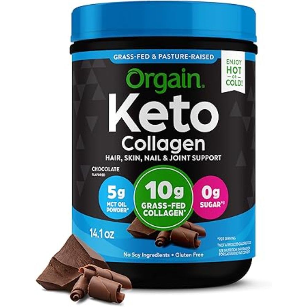 Orgain Keto Collagen Protein Powder, Chocolate - 10g Grass Fed Hydrolyzed Collagen