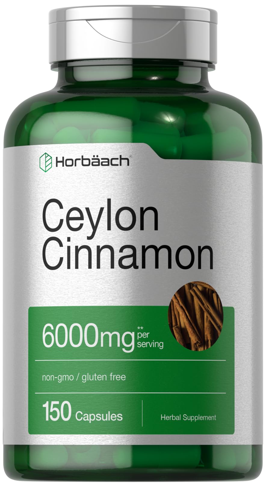 Ceylon Cinnamon Capsules | 6000 mg | 150 Count | Non-GMO & Gluten Free Supplement